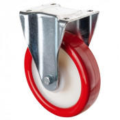 Roulette Fixe Charge Lourde Polyuréthane rouge - Ø200mm - 750kg