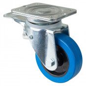 Roulette Pivotante à frein Charge Lourde Caoutchouc élastique bleu - Ø125mm - 200kg