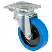 Roulette Pivotante à frein Charge Lourde Caoutchouc élastique bleu - Ø160mm - 350kg