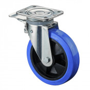 Roulette Pivotante à frein Charge Lourde Caoutchouc élastique bleu - Ø200mm - 400kg