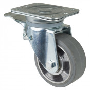 Roulette Pivotante à frein Charge Lourde Caoutchouc élastique gris - Ø125mm - 220kg