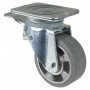 Roulette Pivotante à frein Charge Lourde Caoutchouc élastique gris - Ø125mm - 220kg
