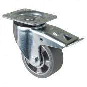 Roulette Pivotante à frein Charge Lourde Caoutchouc élastique gris - Ø125mm - 220kg
