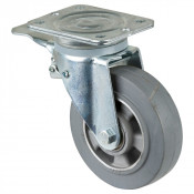 Roulette Pivotante à frein Charge Lourde Caoutchouc élastique gris - Ø160mm - 350kg