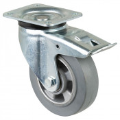 Roulette Pivotante à frein Charge Lourde Caoutchouc élastique gris - Ø160mm - 350kg