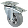 Roulette Pivotante à frein Charge Lourde Caoutchouc élastique gris - Ø160mm - 350kg