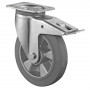 Roulette Pivotante à frein Charge Lourde Caoutchouc élastique gris - Ø200mm - 450kg