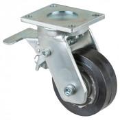 Roulette Pivotante à frein Charge Lourde Caoutchouc élastique noir - Ø100mm - 150kg