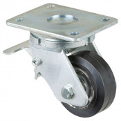 Roulette Pivotante à frein Charge Lourde Caoutchouc élastique noir - Ø100mm - 150kg