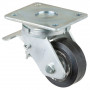 Roulette Pivotante à frein Charge Lourde Caoutchouc élastique noir - Ø100mm - 150kg