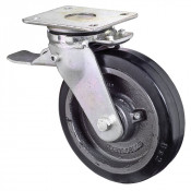 Roulette Pivotante à frein Charge Lourde Caoutchouc élastique noir - Ø100mm - 150kg