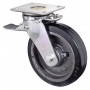 Roulette Pivotante à frein Charge Lourde Caoutchouc élastique noir - Ø100mm - 150kg
