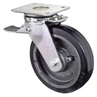 Roulette Pivotante à frein Charge Lourde Caoutchouc élastique noir - Ø100mm - 150kg