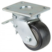 Roulette Pivotante à frein Charge Lourde Caoutchouc élastique noir - Ø100mm - 210kg