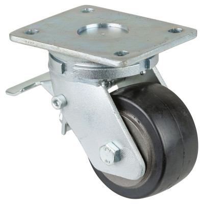 Roulette Pivotante à frein Charge Lourde Caoutchouc élastique noir - Ø100mm - 210kg