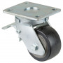 Roulette Pivotante à frein Charge Lourde Caoutchouc élastique noir - Ø100mm - 210kg