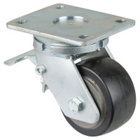 Roulette Pivotante à frein Charge Lourde Caoutchouc élastique noir - Ø100mm - 210kg Roulette Pivotante à frein Charge Lourde Caoutchouc élastique noir - Ø100mm - 210kg