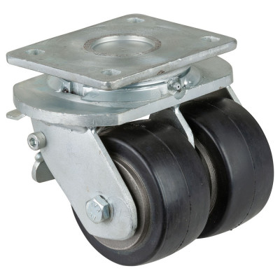 Roulette Pivotante à frein Charge Lourde Caoutchouc élastique noir - Ø100mm - 420kg