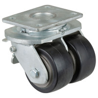 Roulette Pivotante à frein Charge Lourde Caoutchouc élastique noir - Ø100mm - 420kg