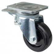 Roulette Pivotante à frein Charge Lourde Caoutchouc élastique noir - Ø125mm - 200kg