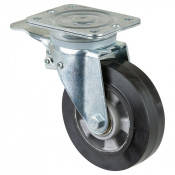 Roulette Pivotante à frein Charge Lourde Caoutchouc élastique noir - Ø125mm - 220kg