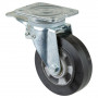 Roulette Pivotante à frein Charge Lourde Caoutchouc élastique noir - Ø125mm - 220kg