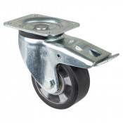 Roulette Pivotante à frein Charge Lourde Caoutchouc élastique noir - Ø125mm - 220kg
