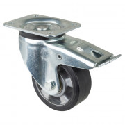 Roulette Pivotante à frein Charge Lourde Caoutchouc élastique noir - Ø125mm - 220kg