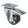 Roulette Pivotante à frein Charge Lourde Caoutchouc élastique noir - Ø125mm - 220kg