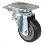 Roulette Pivotante à frein Charge Lourde Caoutchouc élastique noir - Ø125mm - 275kg