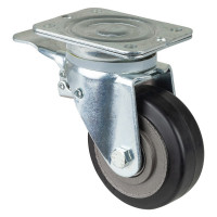 Roulette Pivotante à frein Charge Lourde Caoutchouc élastique noir - Ø125mm - 275kg Roulette Pivotante à frein Charge Lourde Caoutchouc élastique noir - Ø125mm - 275kg
