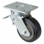 Roulette Pivotante à frein Charge Lourde Caoutchouc élastique noir - Ø125mm - 275kg