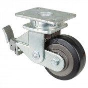 Roulette Pivotante à frein Charge Lourde Caoutchouc élastique noir - Ø125mm - 275kg