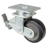 Roulette Pivotante à frein Charge Lourde Caoutchouc élastique noir - Ø125mm - 275kg