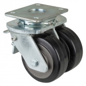Roulette Pivotante à frein Charge Lourde Caoutchouc élastique noir - Ø125mm - 550kg