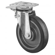 Roulette Pivotante à frein Charge Lourde Caoutchouc élastique noir - Ø150mm - 350kg