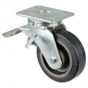 Roulette Pivotante à frein Charge Lourde Caoutchouc élastique noir - Ø150mm - 350kg