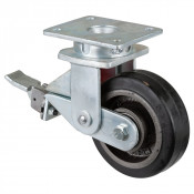 Roulette Pivotante à frein Charge Lourde Caoutchouc élastique noir - Ø150mm - 350kg