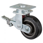 Roulette Pivotante à frein Charge Lourde Caoutchouc élastique noir - Ø150mm - 350kg