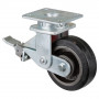 Roulette Pivotante à frein Charge Lourde Caoutchouc élastique noir - Ø150mm - 350kg