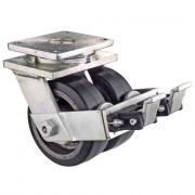 Roulette Pivotante à frein Charge Lourde Caoutchouc élastique noir - Ø150mm - 850kg