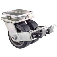 Roulette Pivotante à frein Charge Lourde Caoutchouc élastique noir - Ø150mm - 850kg Roulette Pivotante à frein Charge Lourde Caoutchouc élastique noir - Ø150mm - 850kg