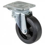 Roulette Pivotante à frein Charge Lourde Caoutchouc élastique noir - Ø160mm - 350kg