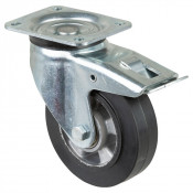 Roulette Pivotante à frein Charge Lourde Caoutchouc élastique noir - Ø160mm - 350kg