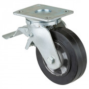 Roulette Pivotante à frein Charge Lourde Caoutchouc élastique noir - Ø160mm - 350kg