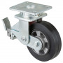 Roulette Pivotante à frein Charge Lourde Caoutchouc élastique noir - Ø160mm - 350kg