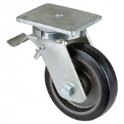 Roulette Pivotante à frein Charge Lourde Caoutchouc élastique noir - Ø200mm - 450kg