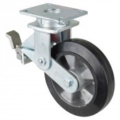 Roulette Pivotante à frein Charge Lourde Caoutchouc élastique noir - Ø200mm - 450kg