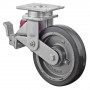 Roulette Pivotante à frein Charge Lourde Caoutchouc élastique noir - Ø200mm - 450kg