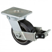 Roulette Pivotante à frein Charge Lourde Caoutchouc élastique noir - Ø200mm - 550kg